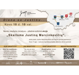 Kovo 10‑ąją Lietuva kviečiama susivienyti akcijoje  „Skaitome Justiną Marcinkevičių“