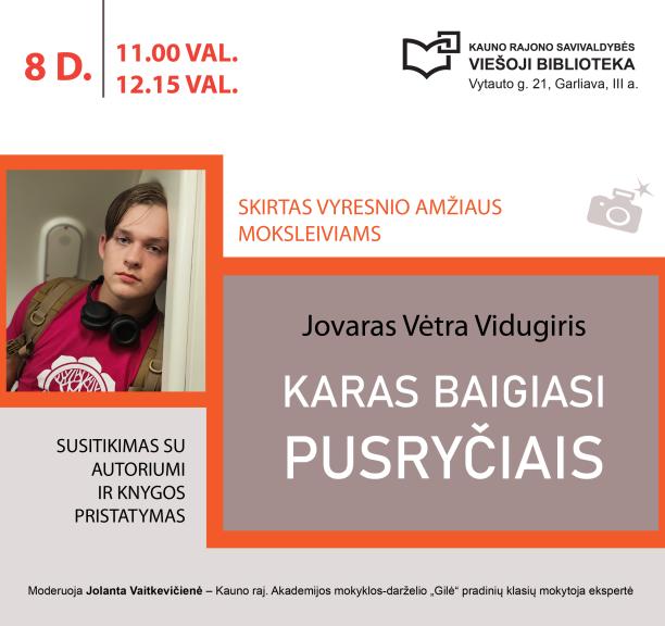 Jovaras Vėtra Vidugiris: knygos „Karas baigiasi pusryčiais“ pristatymas