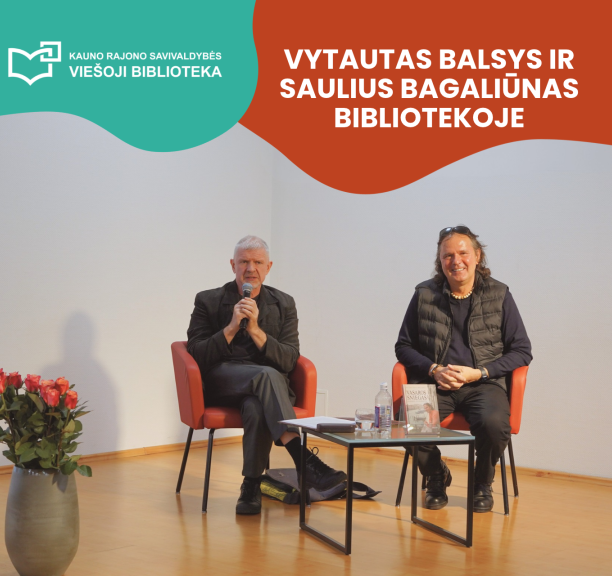 Vytautas Balsys ir Saulius Bagaliūnas bibliotekoje dalijosi prisiminimais apie žmones, teatrą ir bohemos dvasią
